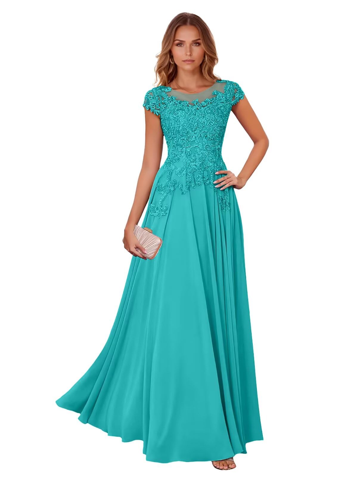 ZVGEM Lace Chiffon Mother of the Bride Dresses for Women Long Wedding Guest Gowns A Line Mother of the Groom Dresses