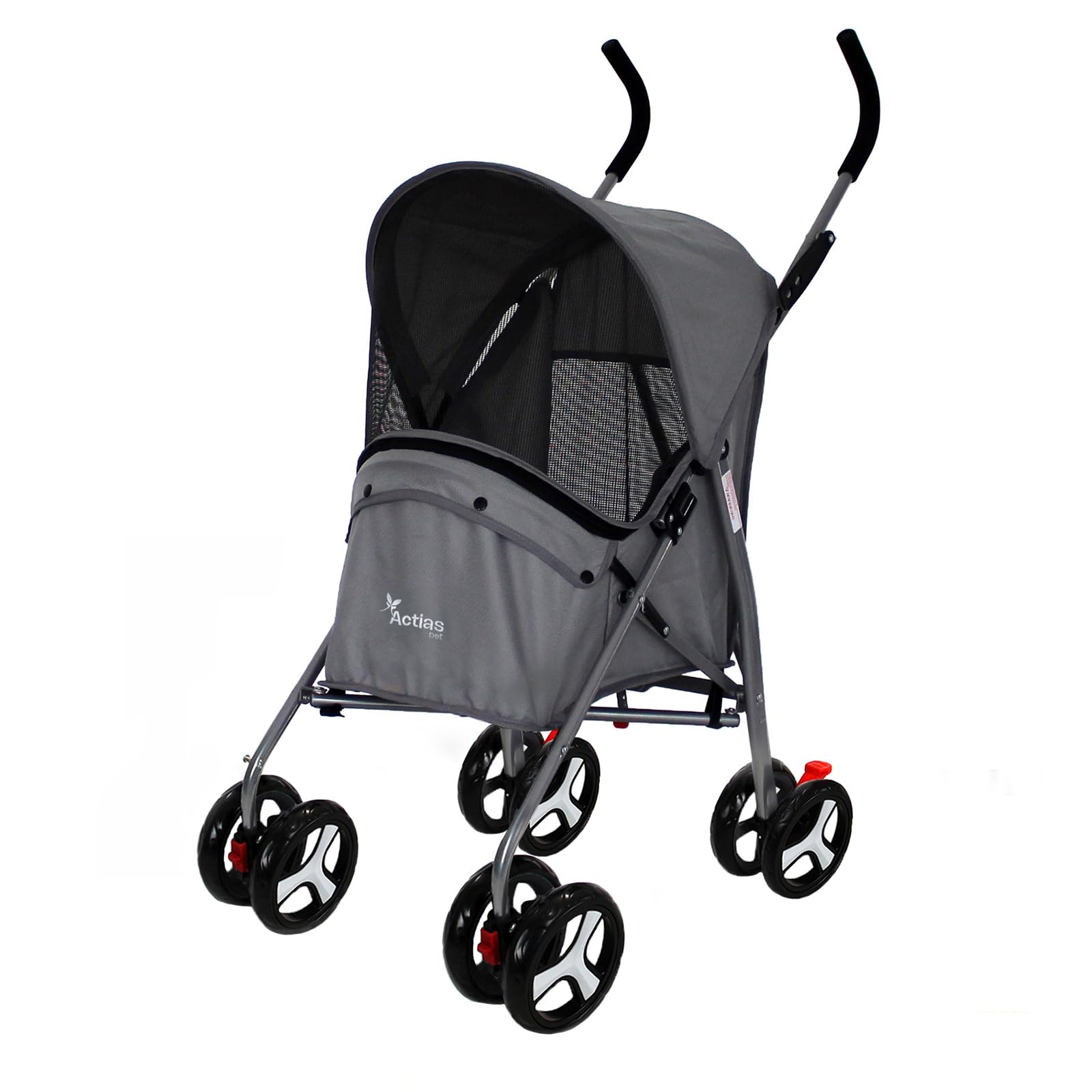 Actiaspet Pet Stroller with Waterproof Cover Foldable with Swivel Wheels 15 kg Carrying Capacity (Grey, Stroller)