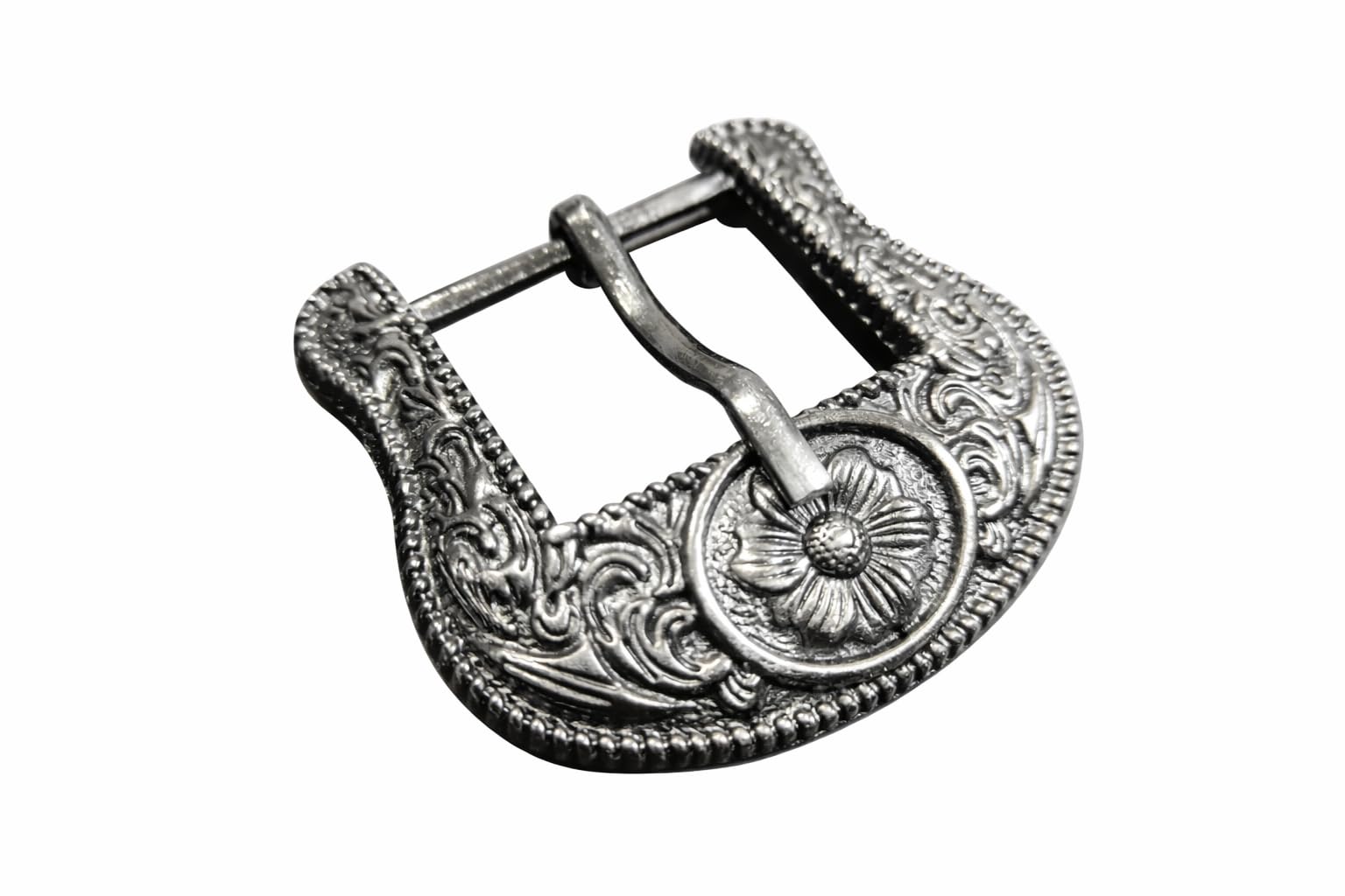 Vintage Floral Engraved Zinc Alloy Belt Buckle – Brass Black, Copper Antique & Silver Color – Heavy Duty Western Style Replacement Buckle for Men & Women (30mm)