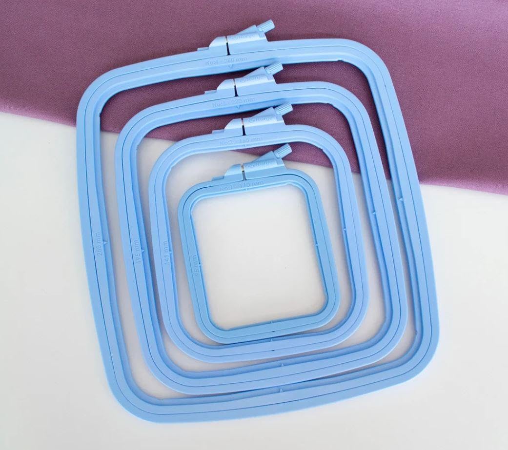 Luca-S Blue Cross Stitch Square Hoop - Nurge Embroidery Hoop (, 4.30" X 3.70")