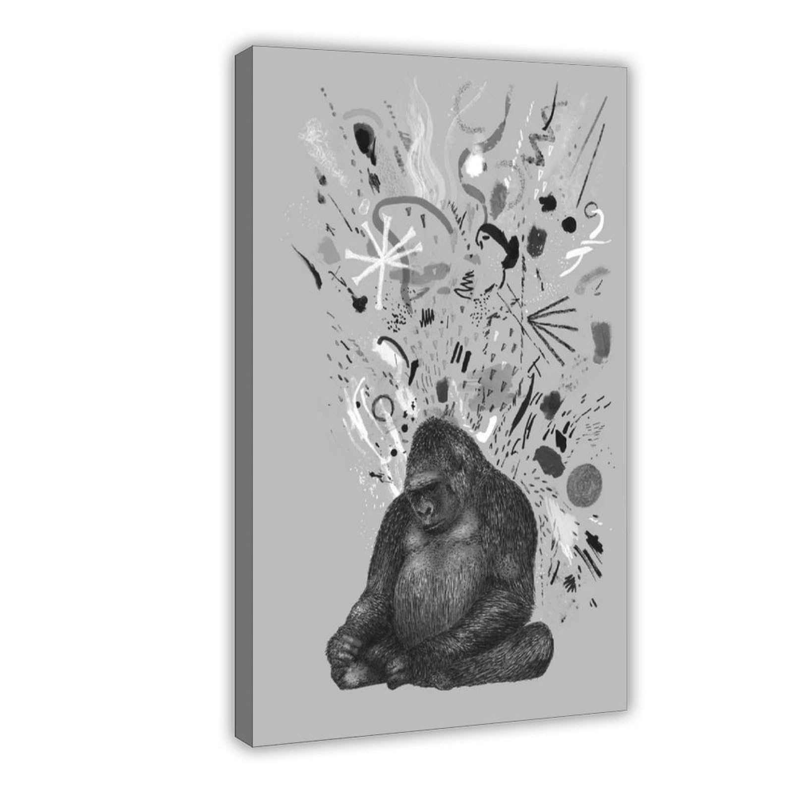Bareronor Moody Gorilla Poster Canvas Poster Bedroom Decor Landscape Office Room Decor Gift 12" L X 18" W