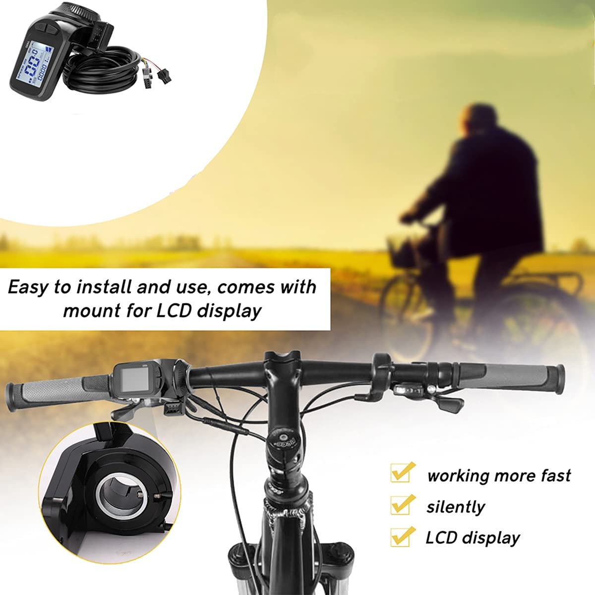 Écran LCD S886 Pour Ebike 24V-60V – Panneau Réglage Avec Accélérateur, SODIAL