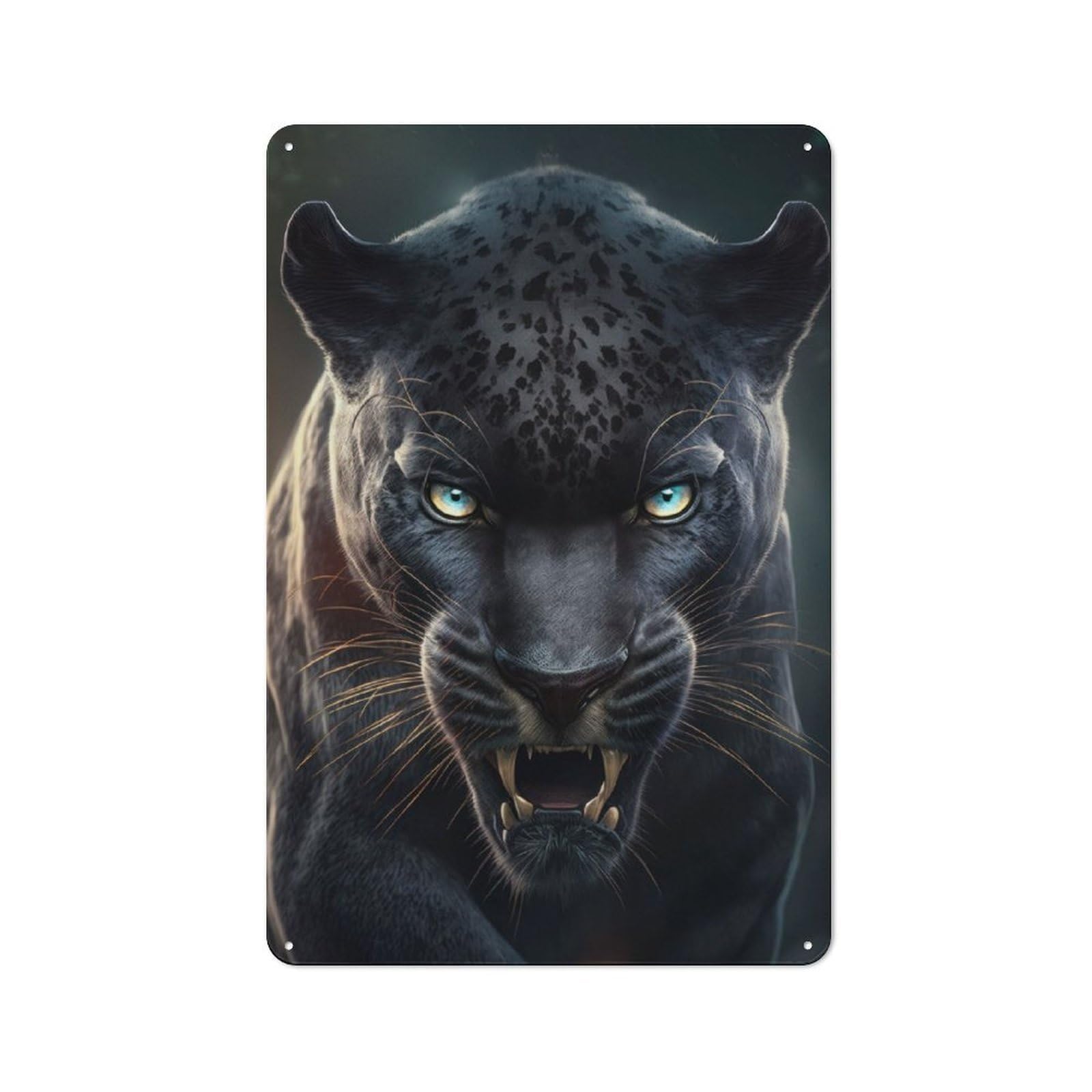 Junmoney Fiery Panther Metal Wall Sign 30X20cm, Rustic Decor For Home Bar Wall, Gift Idea At Christmas For Hosts Who Enjoy Retro Interiors