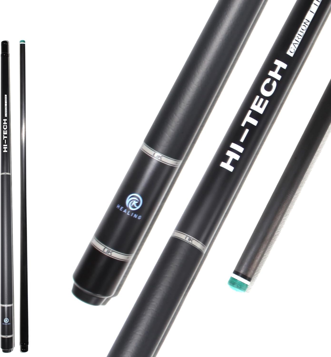 OKHEALING Stecca da biliardo in fibra di carbonio, testa da 12,9 mm, testa in bachelite nera, arti anteriori in fibra di carbonio da 737 mm, 540-567 g, adatta per giocatori di biliardo professionisti