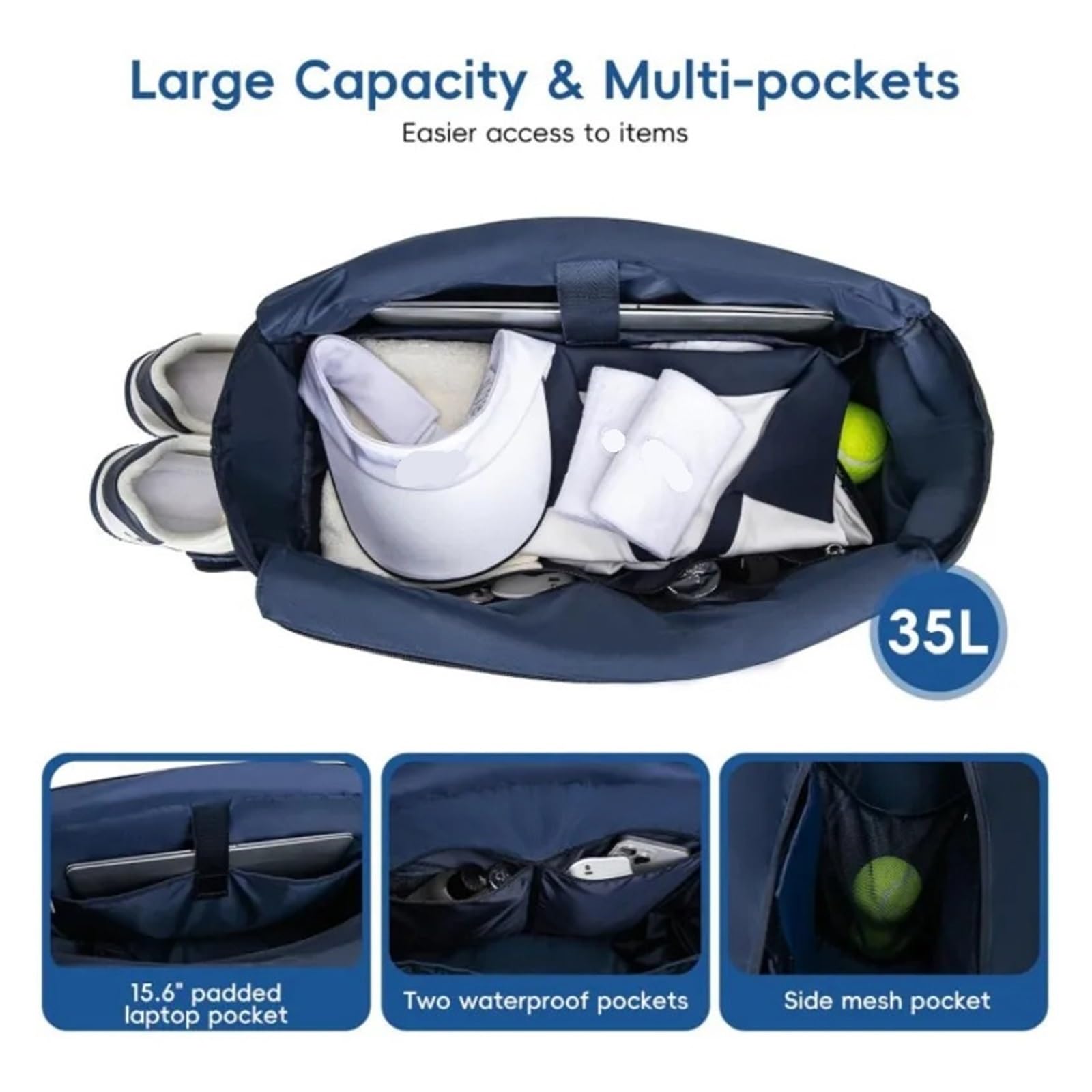Mochila Tenis Bolso De Tenis con Compartimento for Zapatos, Bolso De Hombro De Bádminton for 2-4 Raquetas, Bolso Ligero Impermeable for Hombres Y Mujeres