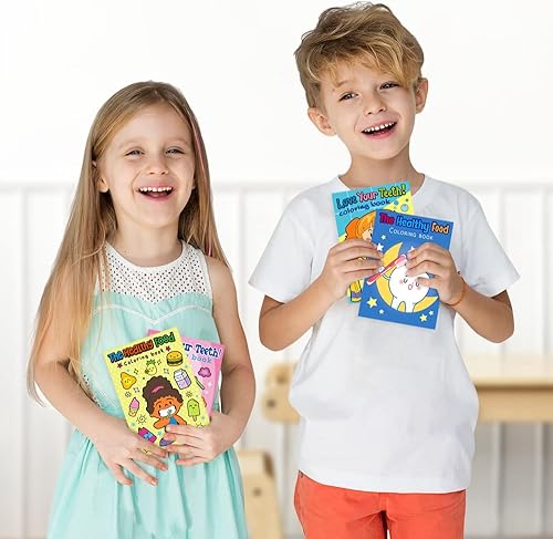 Miniatura 7 de ArtCreativity Kit de libros para colorear dentales para niños, incluye 12 mini libros para colorear y 12 cajas de 4 crayones cada uno, divertidos