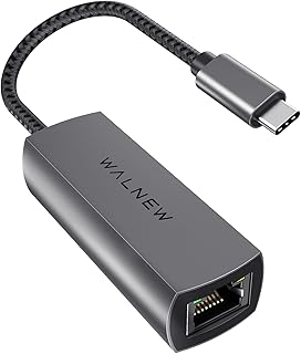WALNEW USB-C 2.5gb Ethernet Adapter, USBC to RJ45 LAN Connector,2.5 Gigabit Network Cable Converter Thunderbolt 3 for NAS Server,Mac,iMac,MacBook,iPad Pro Air,Dell XPS 17 15,Surface Laptop,Chromebook