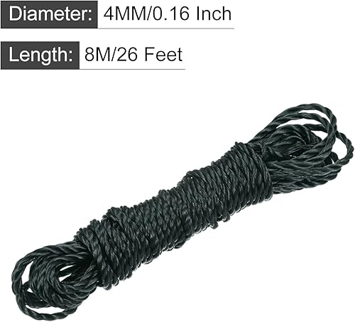 Miniatura 2 de MECCANIXITY Twisted Mason Line - Cuerda de nailon color negro, 26.2 ft26 pies de diámetro de 0.157 in de diámetro para redes, paisajismo, mejoras