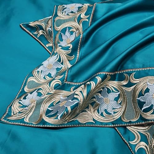 Feer Bed Four-Piece Set Of Long Staple Cotton Sheets Embroidered Quilt Cover Bedding Blue Quilt Cover Sheets (Color : D, Size : 220 * 240Cm) #TOP3