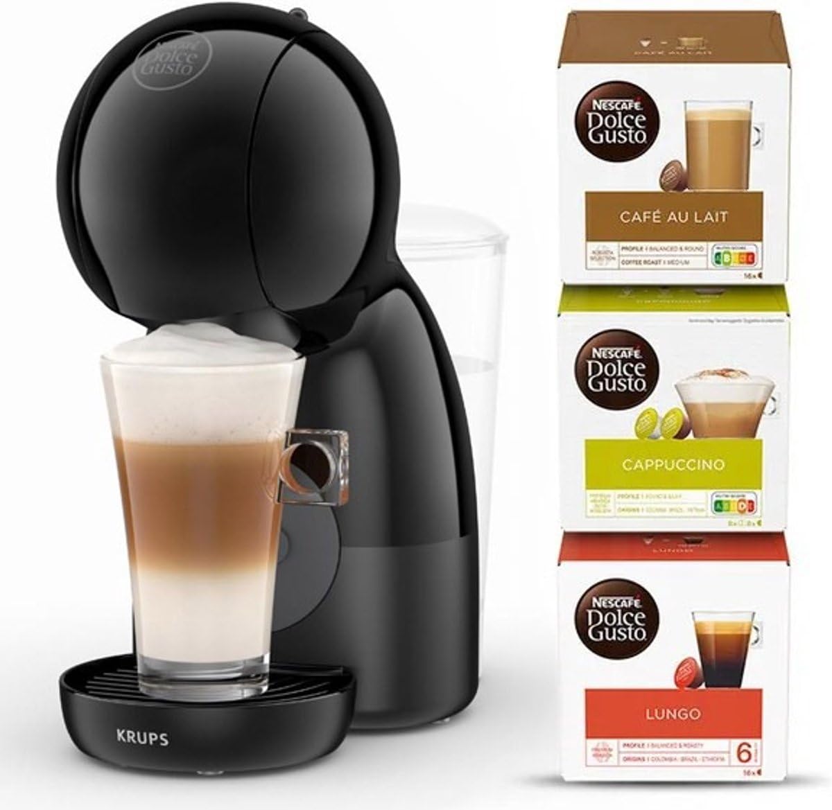 Krups NESCAFÉ Dolce Gusto Piccolo XS KP1A35 - W zestawie opakowanie próbne na 48 filiżanek - Czarny