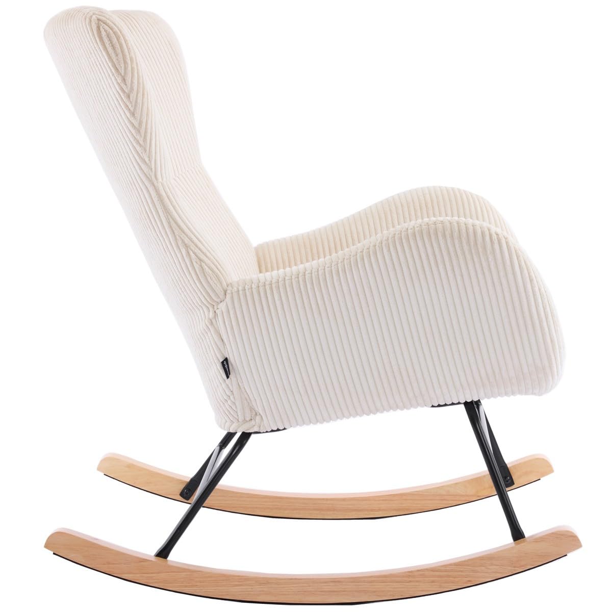 HOMIFAB Rocking-Chair Velours côtelé Beige Béa