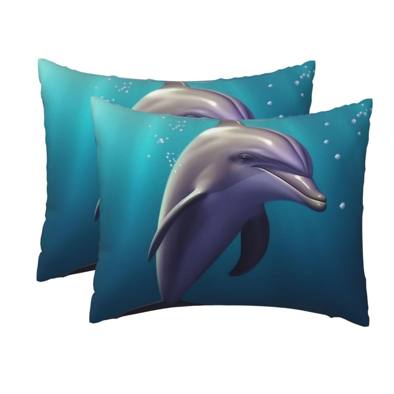 2 Pack Standard Pillow Cases with Hidden Zipper, Soft Breathable Pillow Covers for Hair and Skin, Cute sea Animal Dolphin Pillowcases 20"x26" Bed Pillow Protectors Cover for Sleeping Gifts