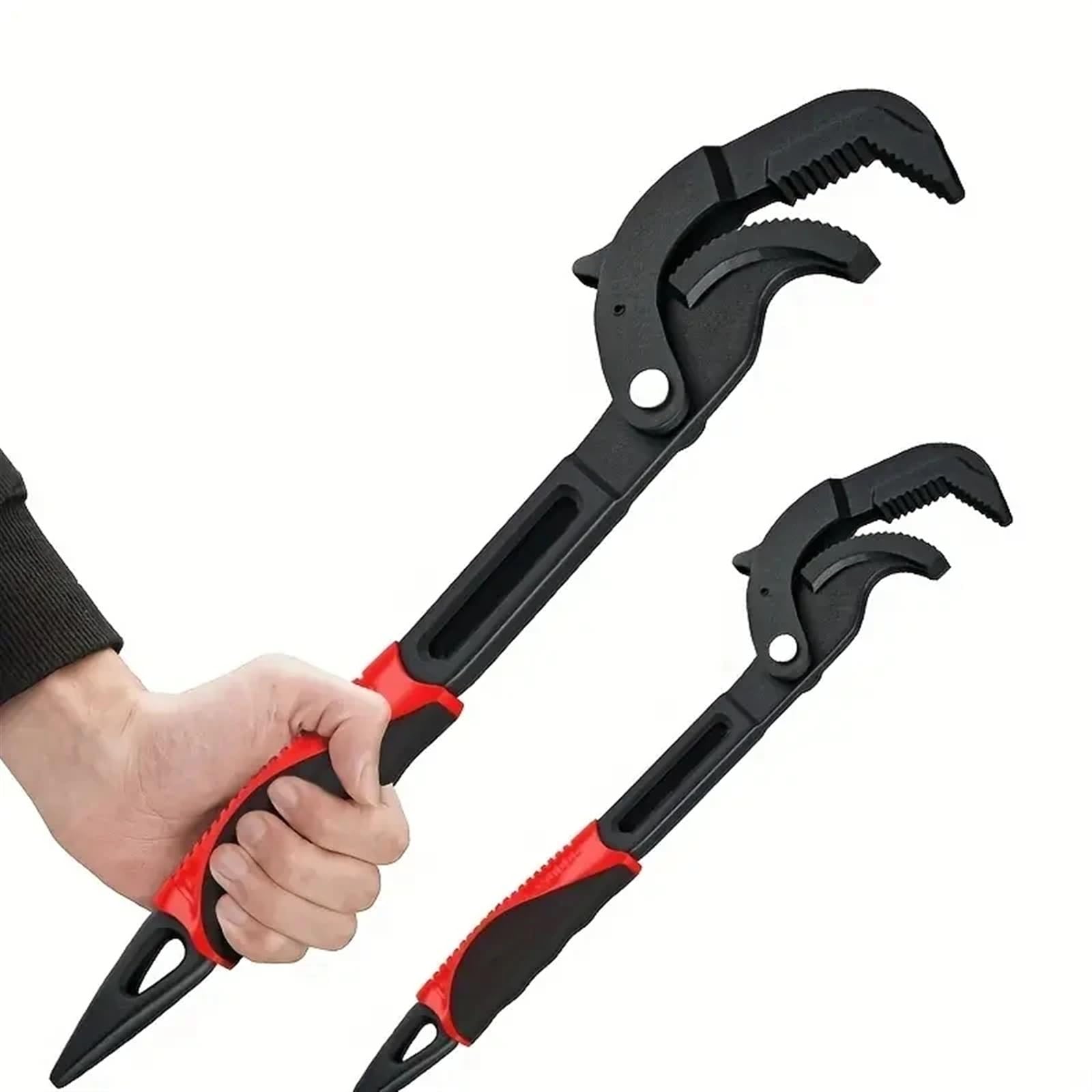 Wielofunkcyjny klucz do rur z uchwytem automatycznym Metalowy klucz samonastawny Zestaw narzędzi kombinowanych z szybko otwierającym się kluczem do rur (Size : Large)