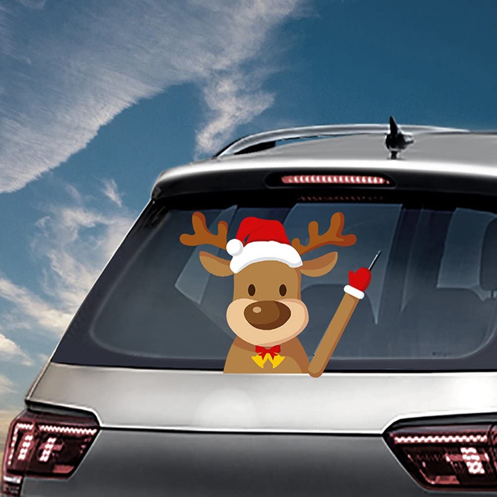 Wudaizhi Elk Christmas Car Auto Decoration Xmas Santa Claus Diy Car Sticker Rear Windshield Decals Car Styling Rear Window Wiper Sticker