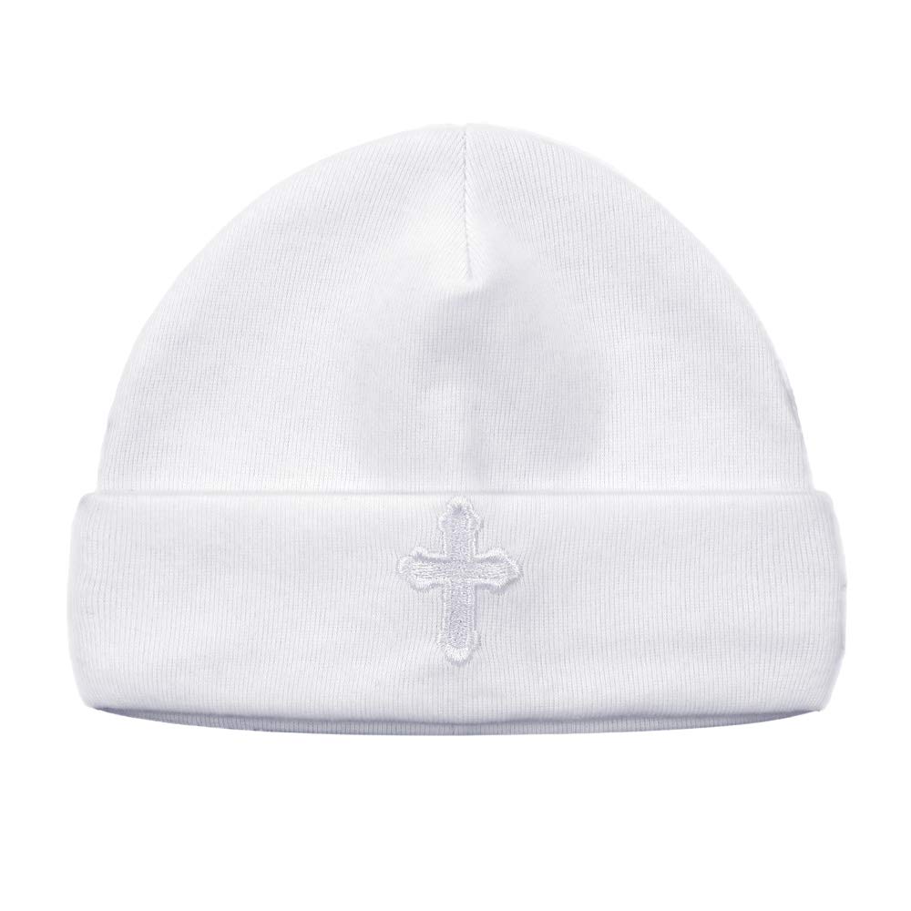 Baby Boys Girls Christening Hat with Embroidered Cross