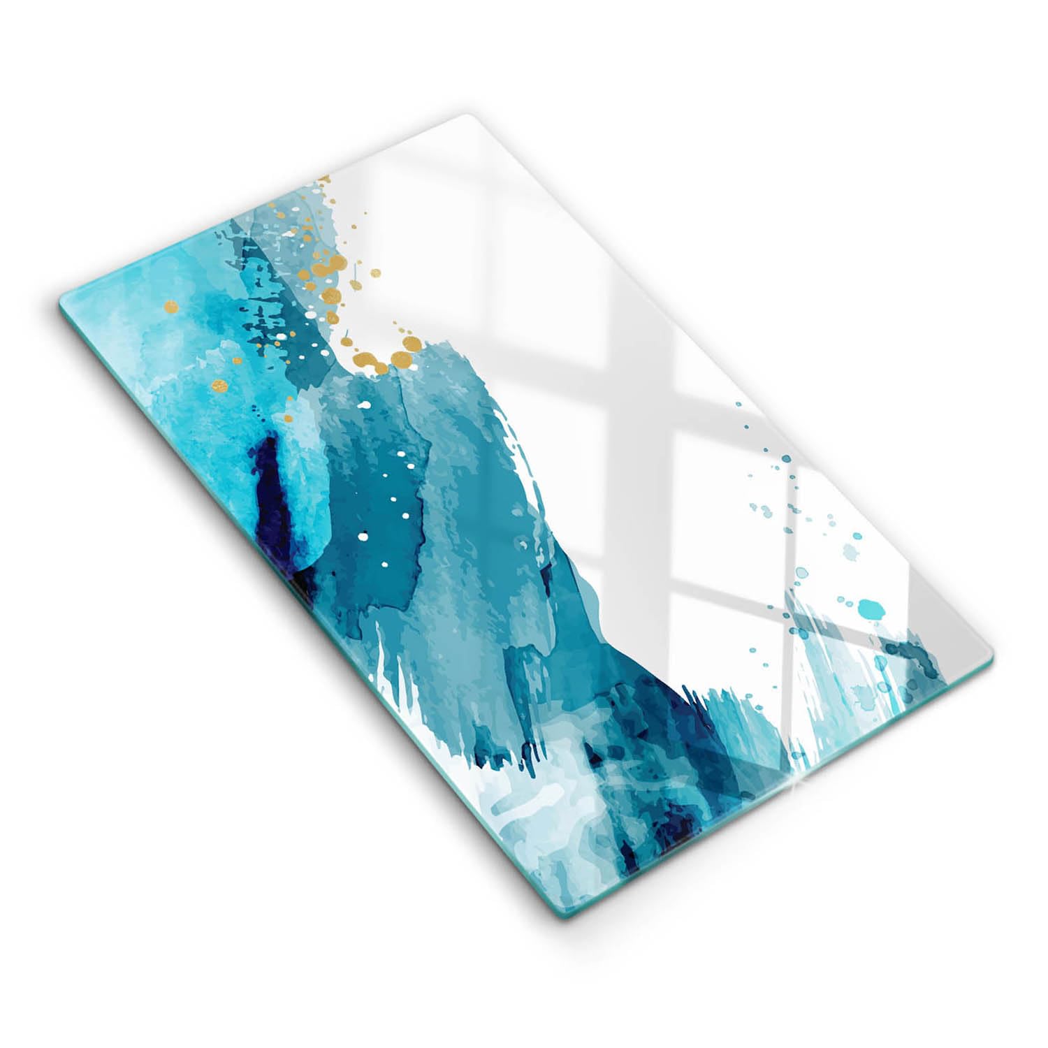 Planche à découper induction Wallfluent 30x52cm en matériau résistant taches bleues