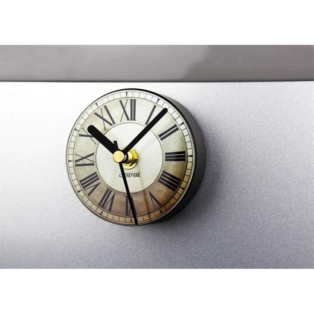 PHULJHADI Relojes de Pared Que No Hacen Tictac, Funcionan con Pilas, Números Romanos, Adhesivo Magnético, Pasta, Refrigerador, Cocina, Decorativo, Silencioso, Cuarzo, Pequeño Y Redondo