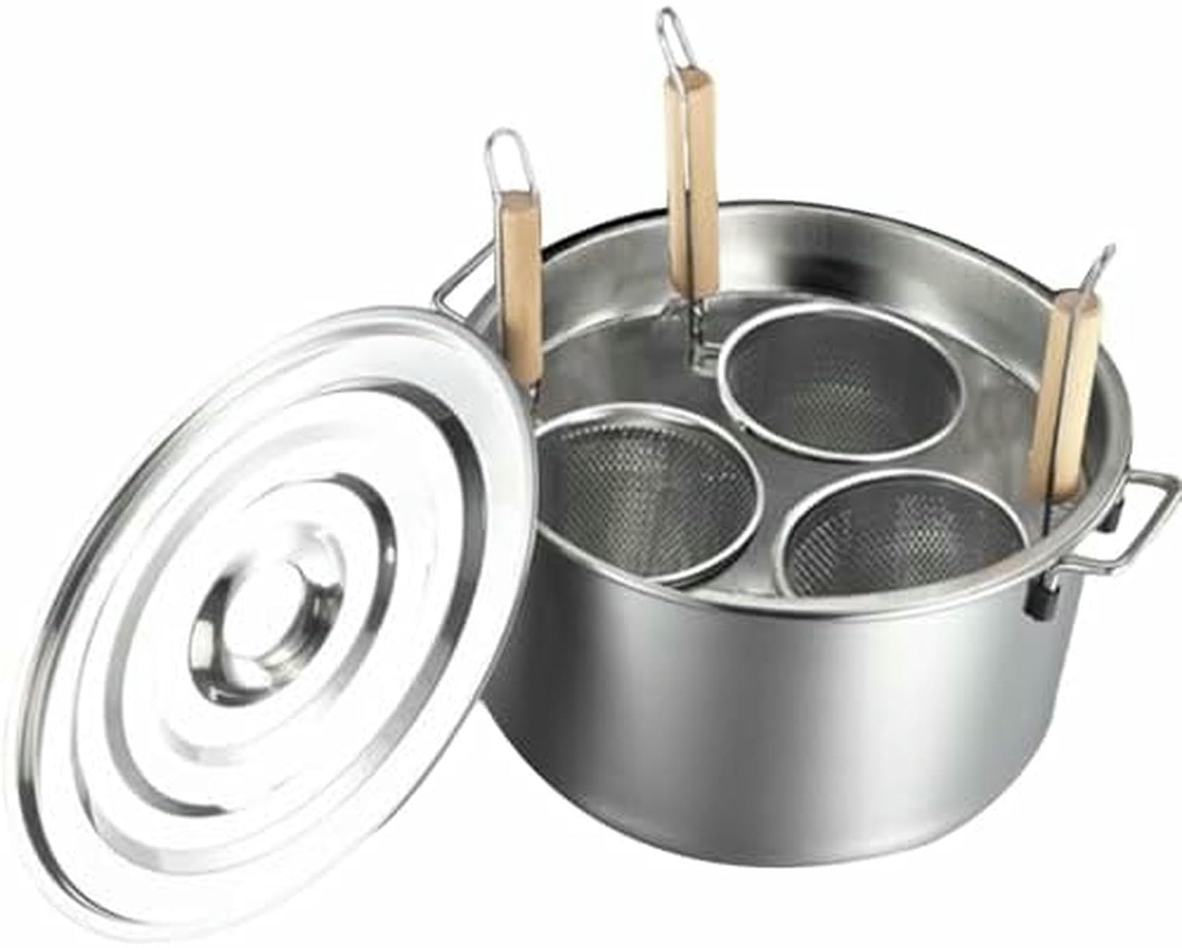 Pentola per zuppa Multifunzionale con colino, utensile per Cucinare la Pasta con cestelli per colino, cuocipasta in Acciaio Inox con 3 Fori per colino, pentola per brodo per Pasta, Gnocchi~/