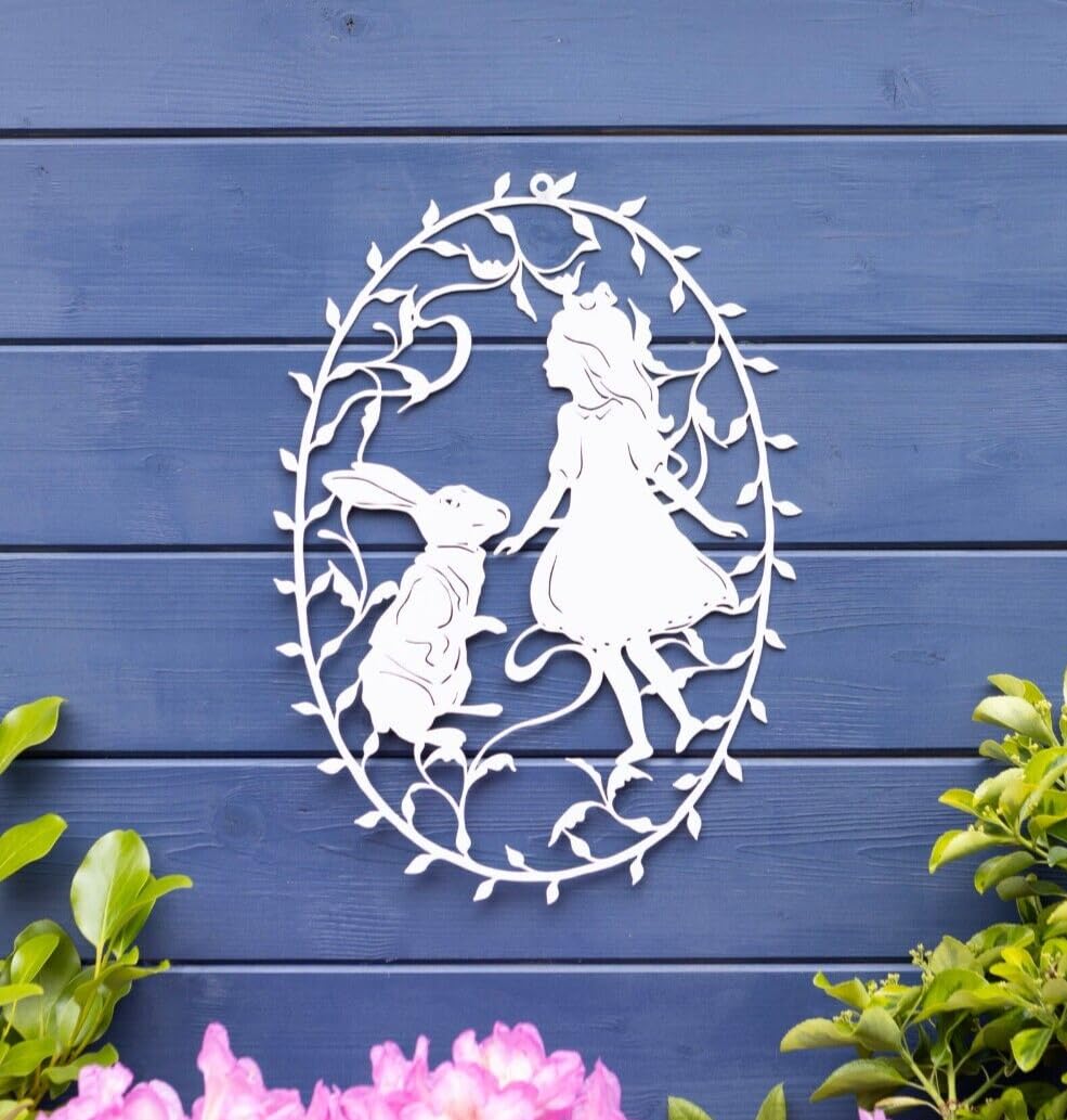 Burgess Home & Garden White Large Alice In Wonderland Metal Wall Plaque