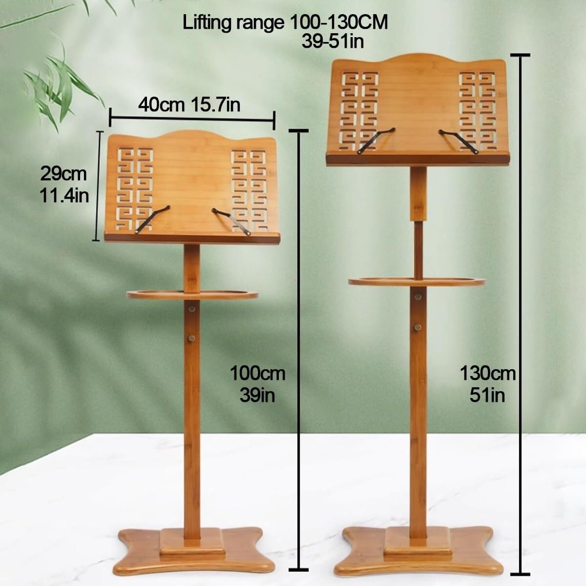 Support de lutrin réglable en bambou – Pupitre portable pour églises, écoles, bureaux et événements (marron, 130 cm)