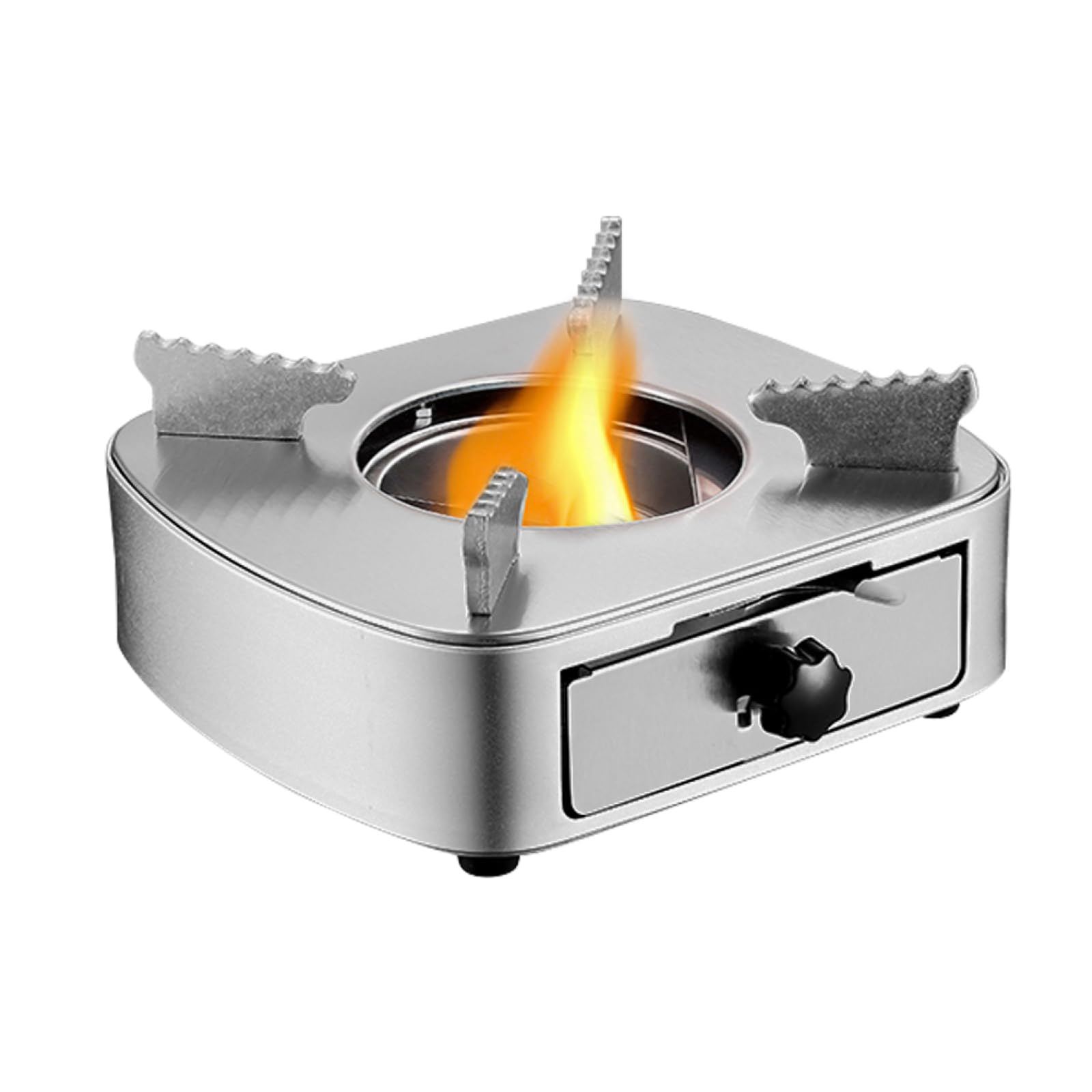 Mini Alcohol Stove Burner Stainless Steel Adjustable Firepower Windproof Drawer Style Burner for Barbecue Hotpot Outdoors Cooking