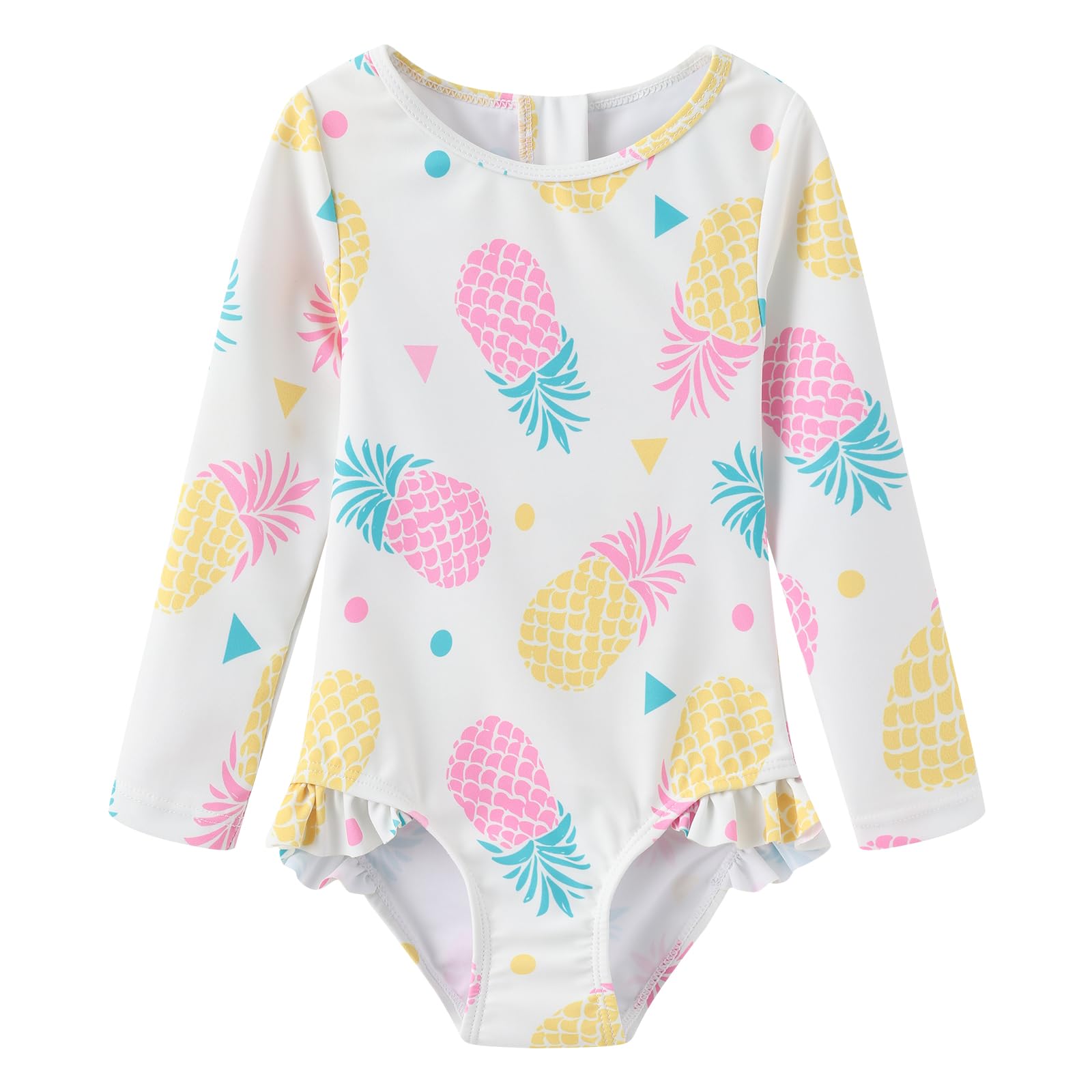 Baby and Toddler Girls One Piece Rash Guard Swimsuits for Girls Long Sleeve Swim Shirts with Sun Protection