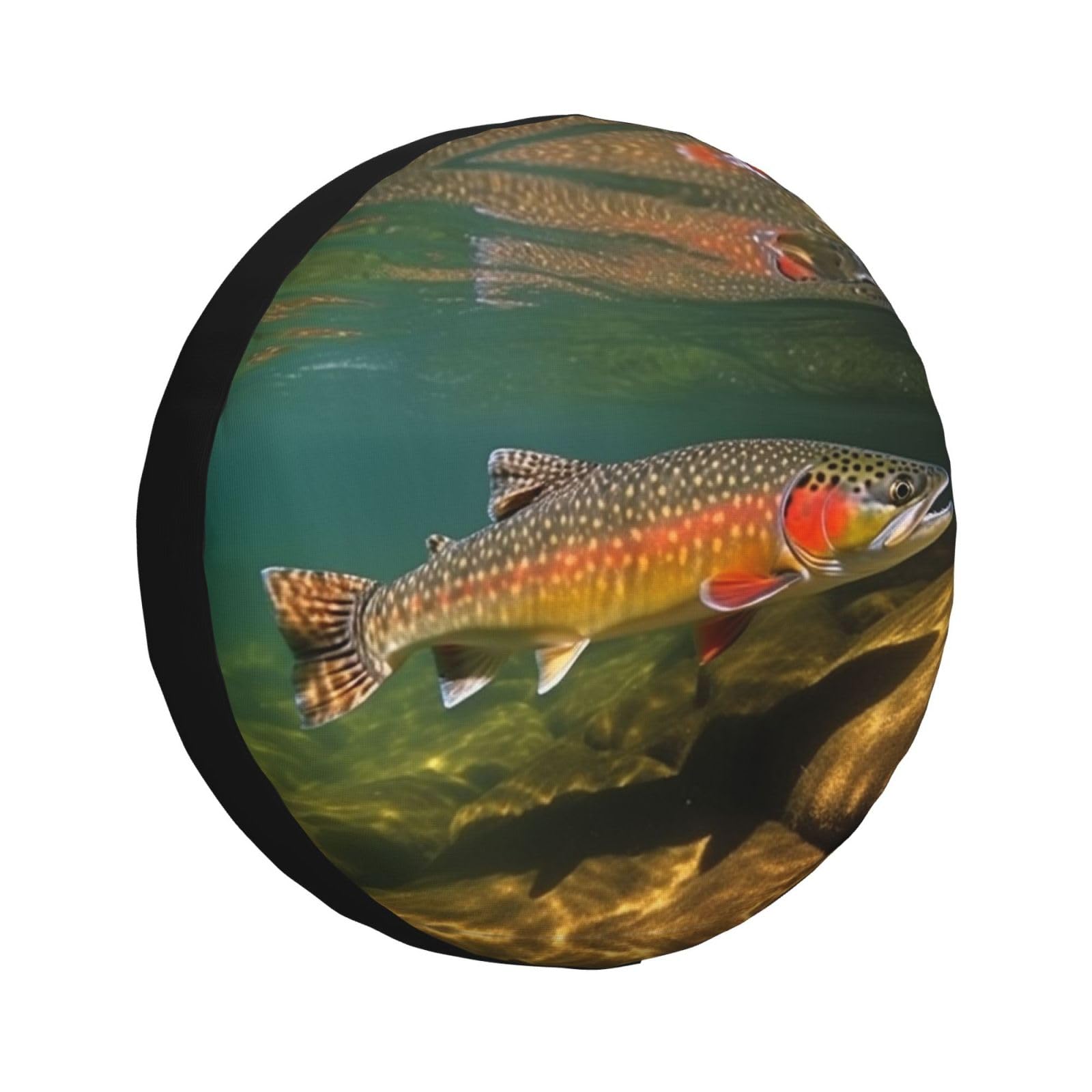 Brook Trout Fly Fishing Print Spare Tire Cover Waterproof Dust-Proof Wheel Cover Universal Wheel Protectors Weatherproof Camper Tire Covers for Travel Accessories 14-17 in