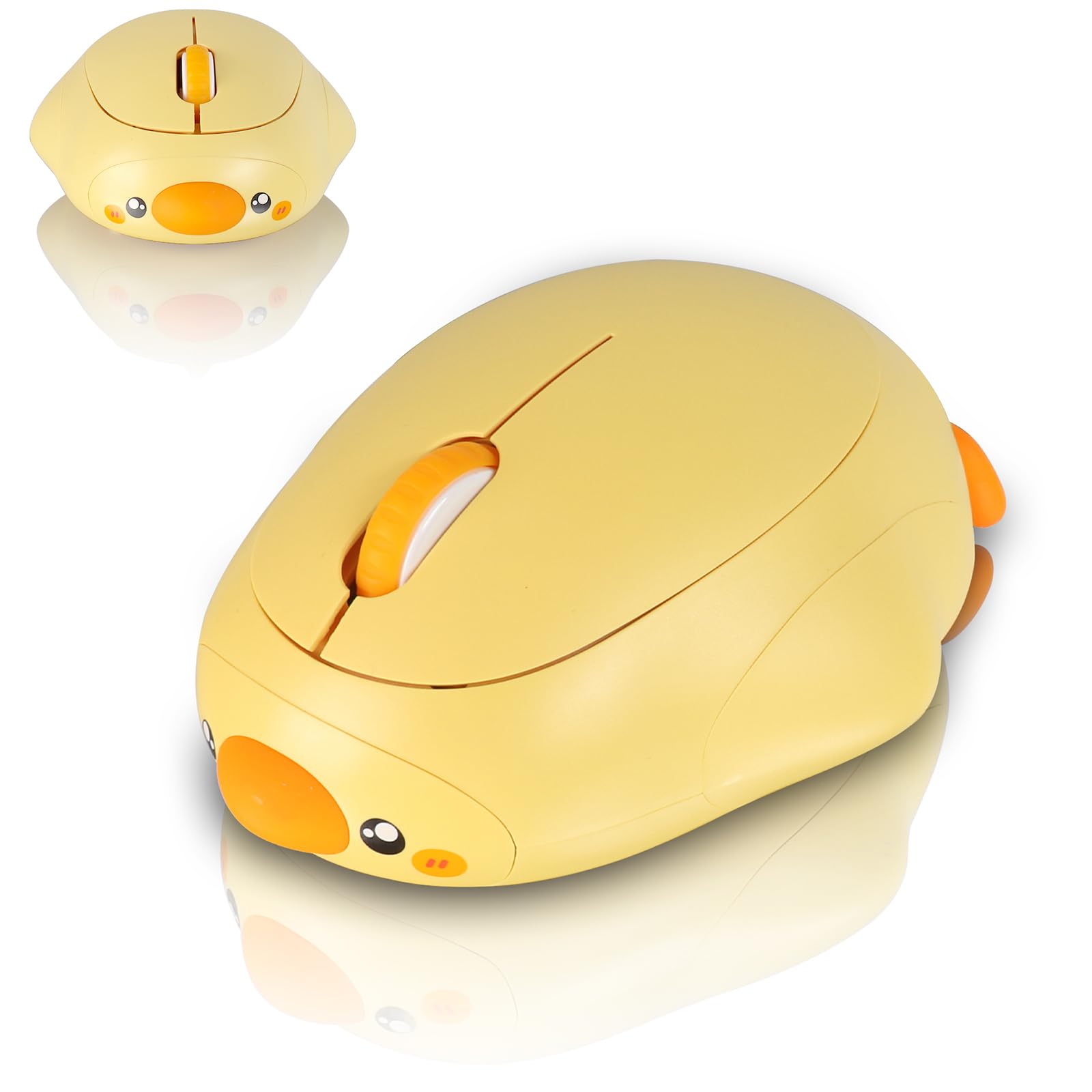 Cute Duck Bluetooth Wireless Mouse -Rechargeable,Dual Mode Connection, Silent Scroll Wheel, 1600 DPI - Perfect for Laptops, PCs, and Tablets (Yellow)-picture-22