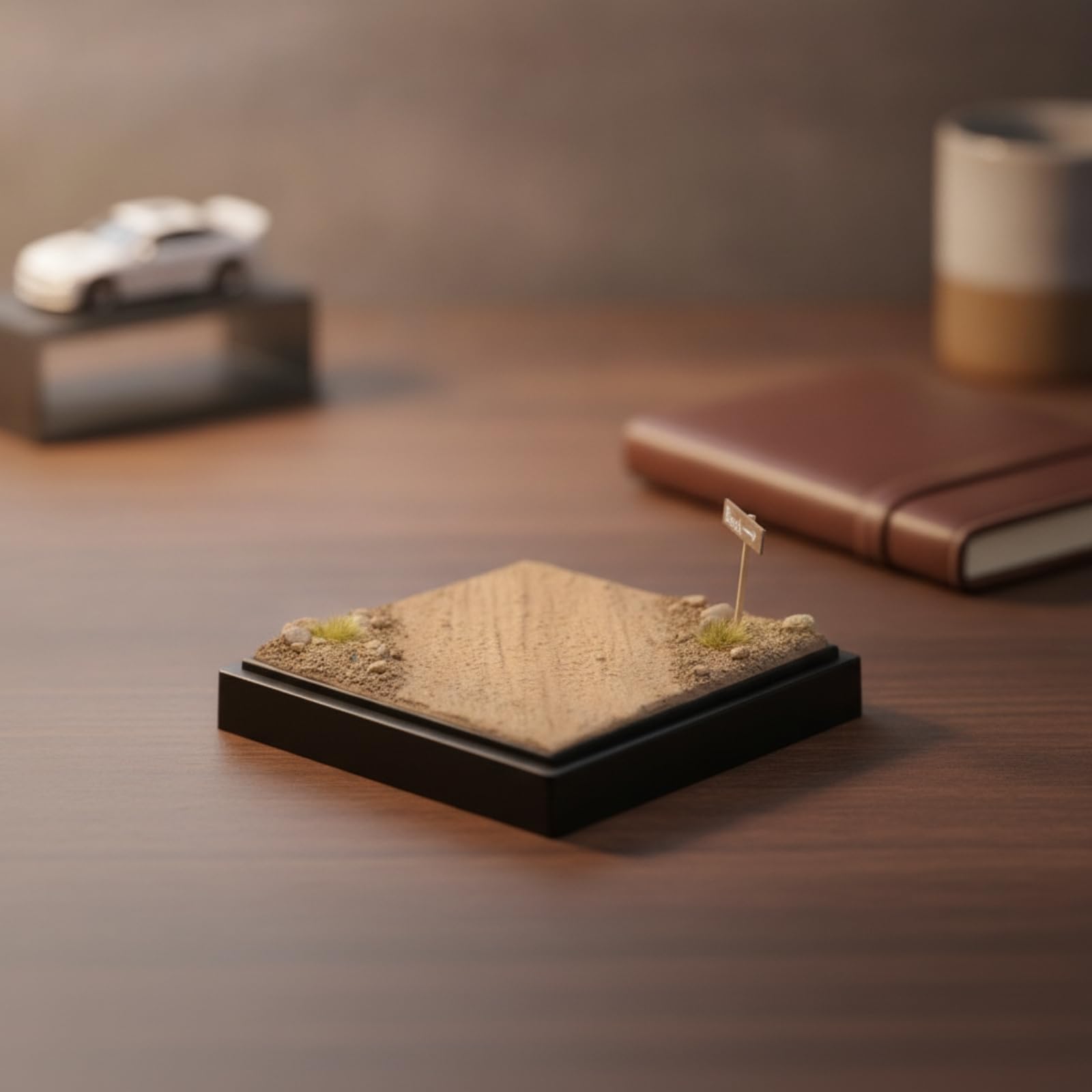 Base Espositiva Diorama con Terreno in, Piattaforma Per Scenario In Miniatura, Modello Di Terreno Sabbioso, Con Copertura In Acrilico