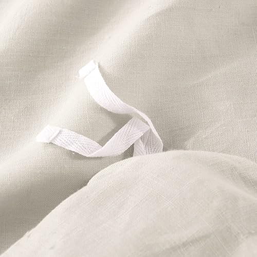 Miniatura 7 de Juego de funda de edredón de 100 % lino lavado a la piedra, 3 piezas, tamaño Queen de 90 x 92 pulgadas, fundas de 20 x 26 pulgadas, estilo con