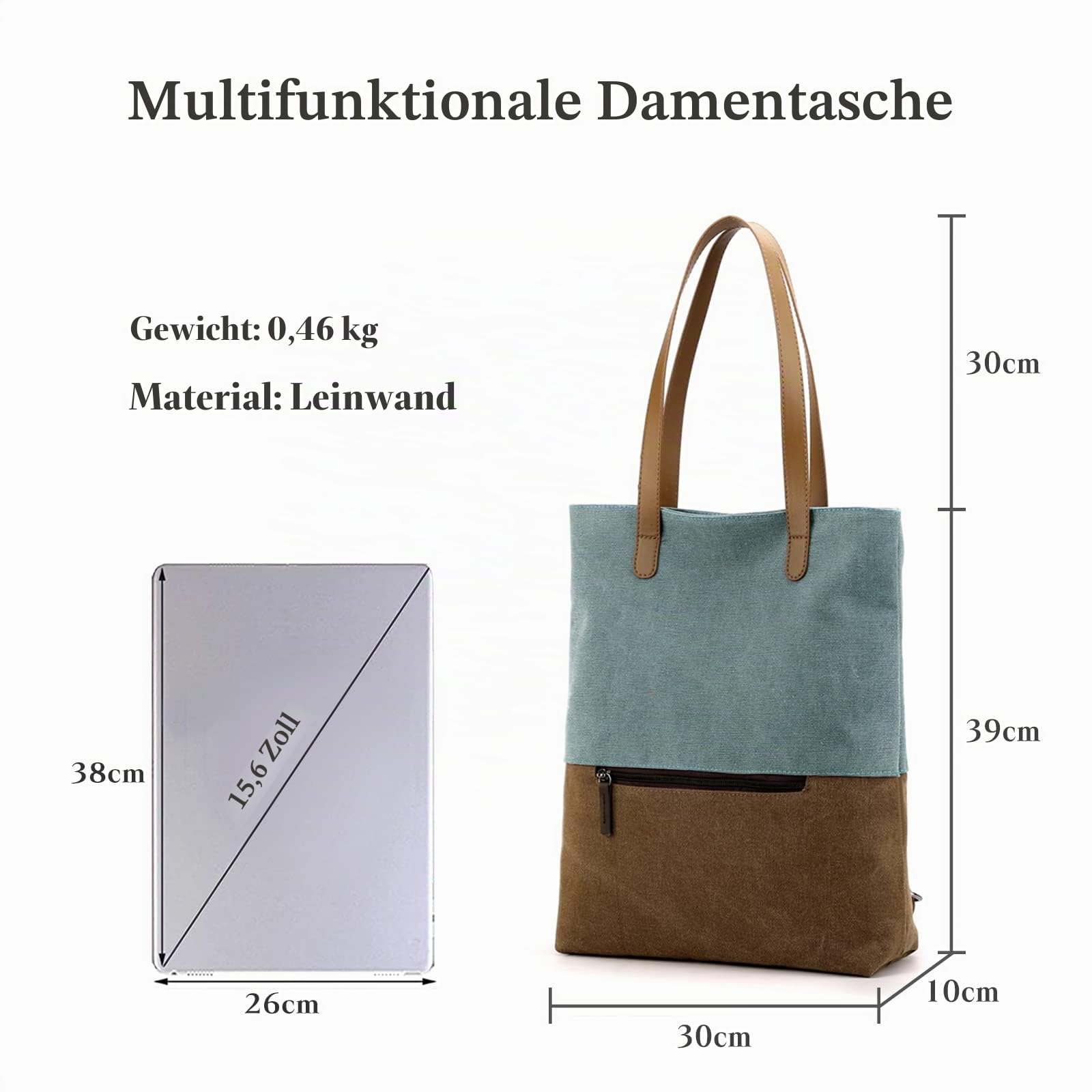 Damen Segeltuch Handtasche Rucksack Frauen Schultertasche Shopper Tasche Hobotasche für Schule Reisen Arbeit Täglicher Gebrauch Blau