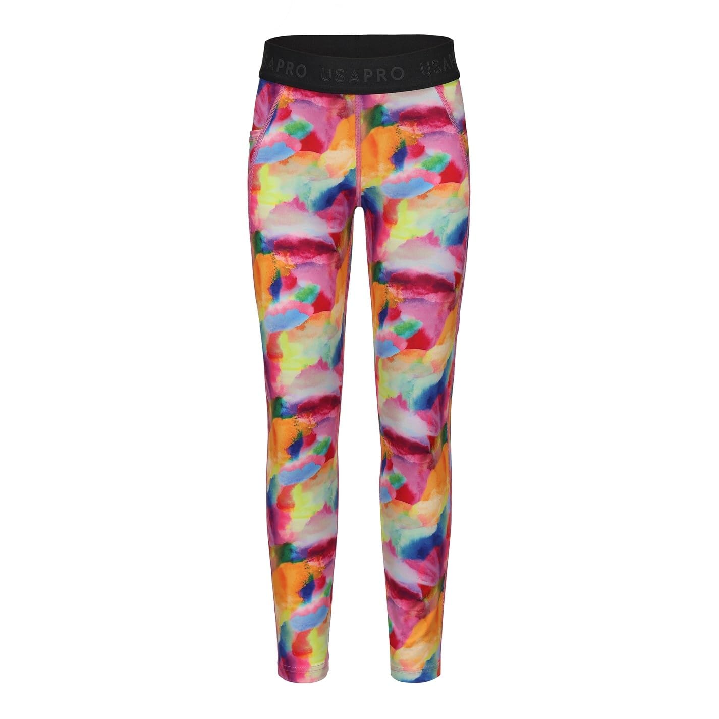 USA Pro Girls Training Tight Leggings Multi Brush 11-12 Years