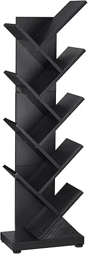 Miniatura 9 de ruboka DESK56A - Estantería de árbol de 9 estantes, 38.4 pulgadas, estilo retro, para CD, revistas, libros, estantería pequeña para dormitorio, sala