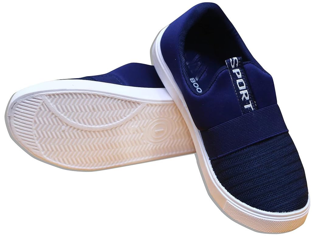 Running shoes for Active kids without-lace for 6-10 year boys and girls|| outdoor, Gaming, Sneakers, Slip-On, Lightweight Athletics Sneaker, toothless and comfortable shoes (Blue, 9) 4