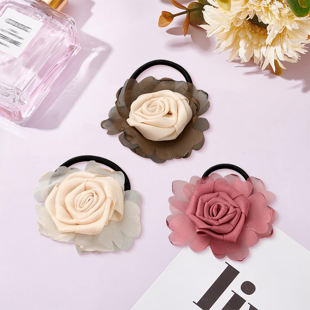 GOMAKERER 9 Pcs Flower Elastic Hair Ties - Image 4