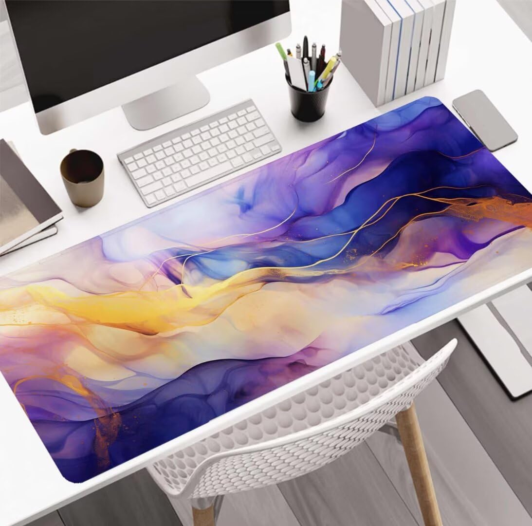 Alfombrilla Ratón Purple Art, Mousepad Alfombrilla Raton Gaming XXL 1600x800x4mm Mouse Desk Mat Gamer para Gaming, Tapete Escritorio Mujer Almohadilla Raton Mouse Pad Base de Goma Antideslizante S-910