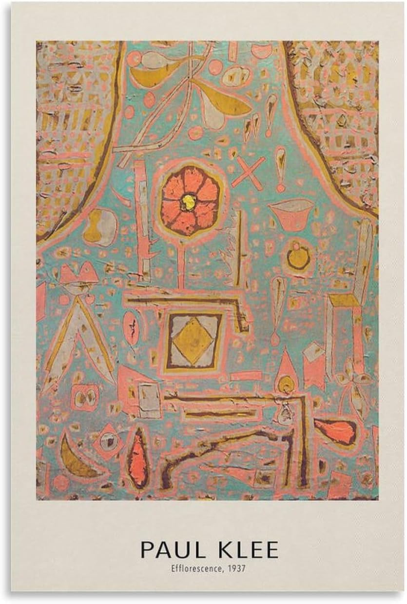 QSDTGHUIKP Efflorescence 1937 Poster by Paul Klee Prints Abstract Wall Art Paul Klee Canvas Painting Retro Picture for Home Wall Decor 16x24inx1 Unframed