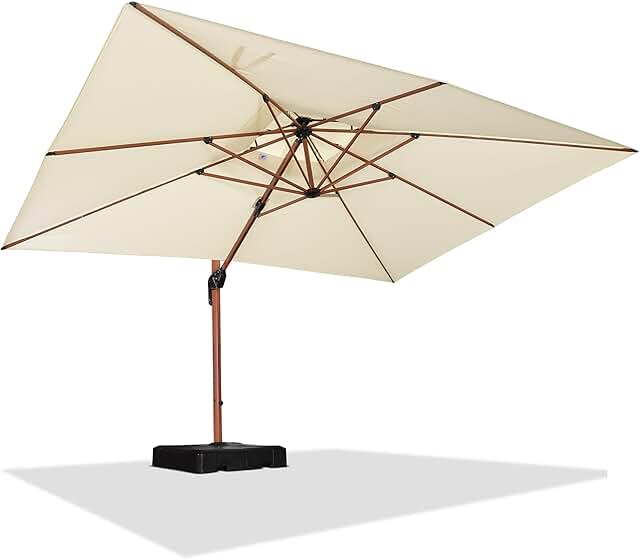 PURPLE LEAF 10' X 13' Double Top Deluxe Wood Pattern Rectangle Patio Umb...