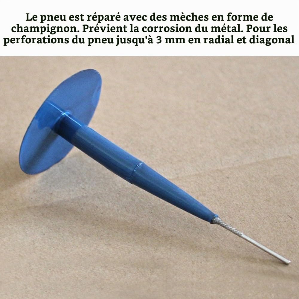 MiOYOOW 20PCS Kit Patchs Réparation de Crevaison, Réparation de Pneu Patchs Plug Tubeless Champignon Nail Patchs Gomme pour Voiture Moto Vélo