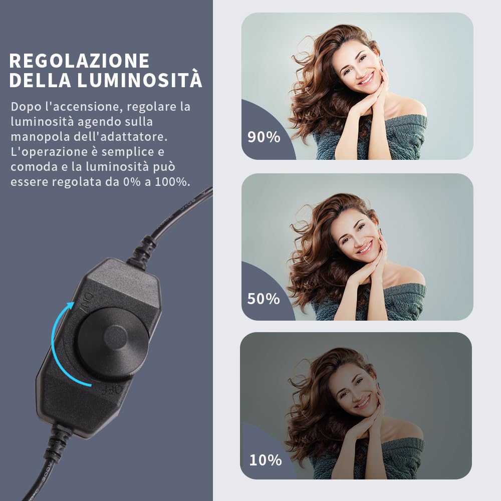 Kit di Illuminazione LED da Studio Fotografico con Supporto e Borsa Tubo Morbido per Bellezza, Sopracciglia, Tatuaggio, Trucco, Odontoiatria, Ciglia, Ritratto, Luce per Fotografia Di Prodotto