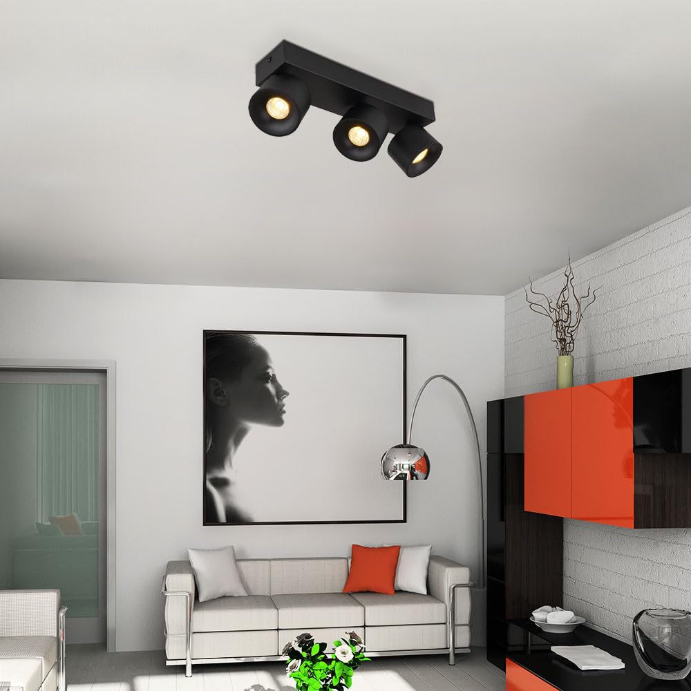 Deckenlampe Spotleuchte Spotleiste LED 3-Flammig schwarz Strahler schwenkbar