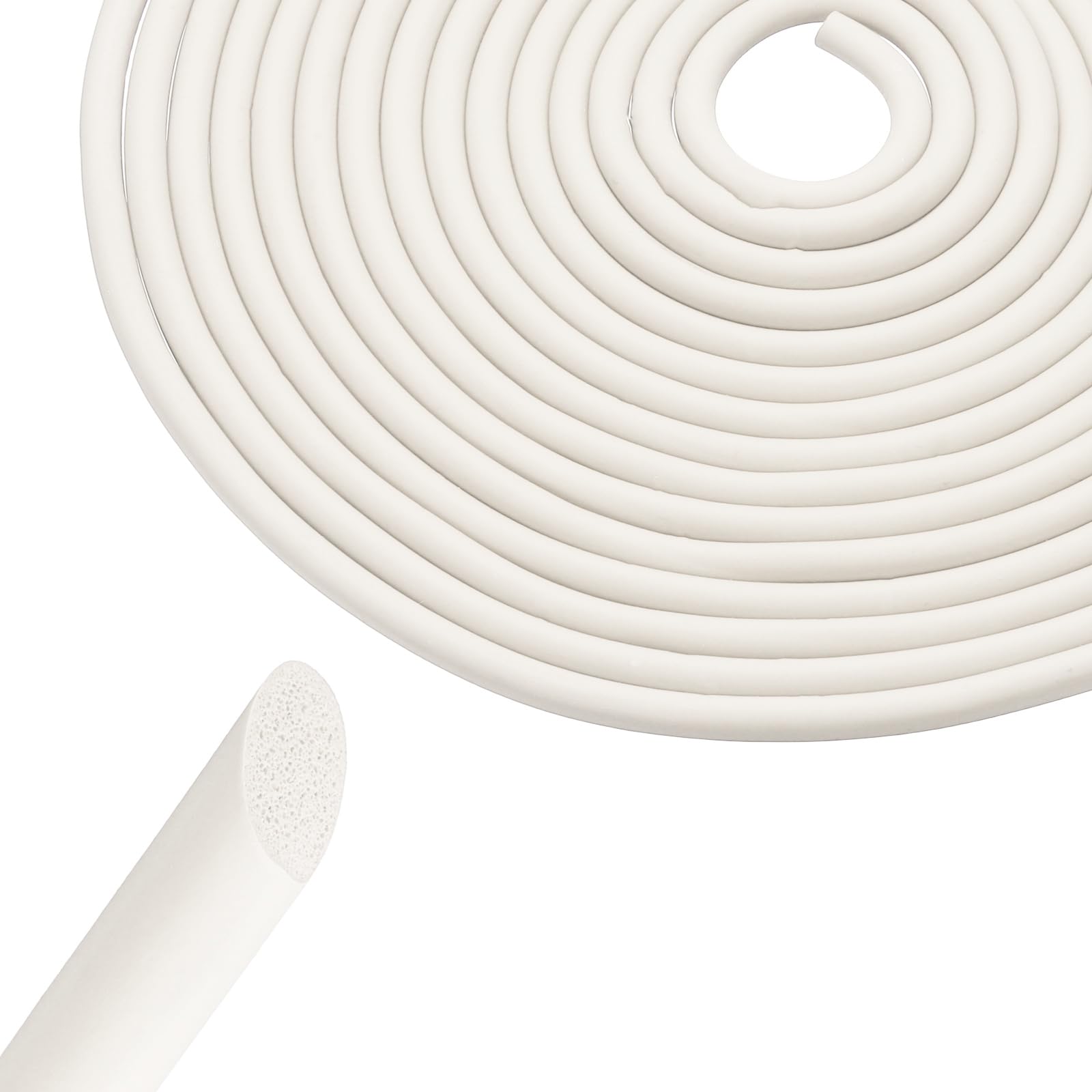 sourcing map Backer Rod, 7mm x 6m Silicone Rubber Foam Caulk Saver, Weather Strip Seal for Sealing Concrete Gaps, Expansion Joints, Crack Filling, Doors, Windows, White — image 1