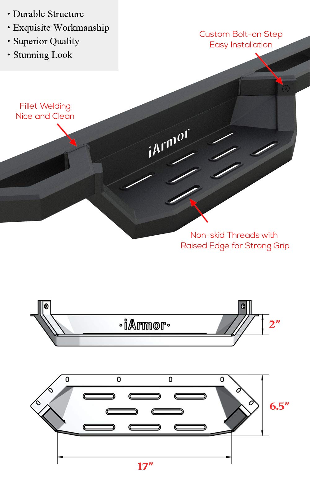 APS Aluminum Drop Steps Running Boards for Selected Toyota