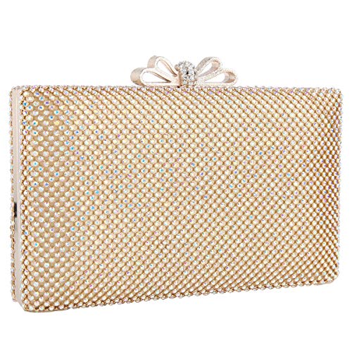 Fawziya Bow Purse For Women Rhinestone Crystal Evening Clutch Bags-ABGold