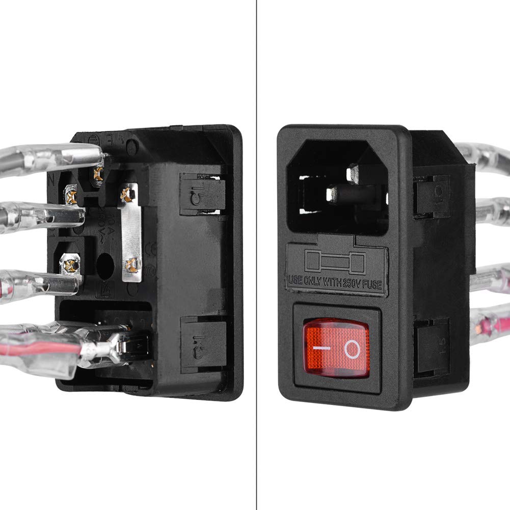 VBESTLIFE Wtyczka typu U 15 A zasilacz sieciowy, przełącznik/adapter, moduł z bezpiecznikiem do drukarki 3D, 220 V/110 V