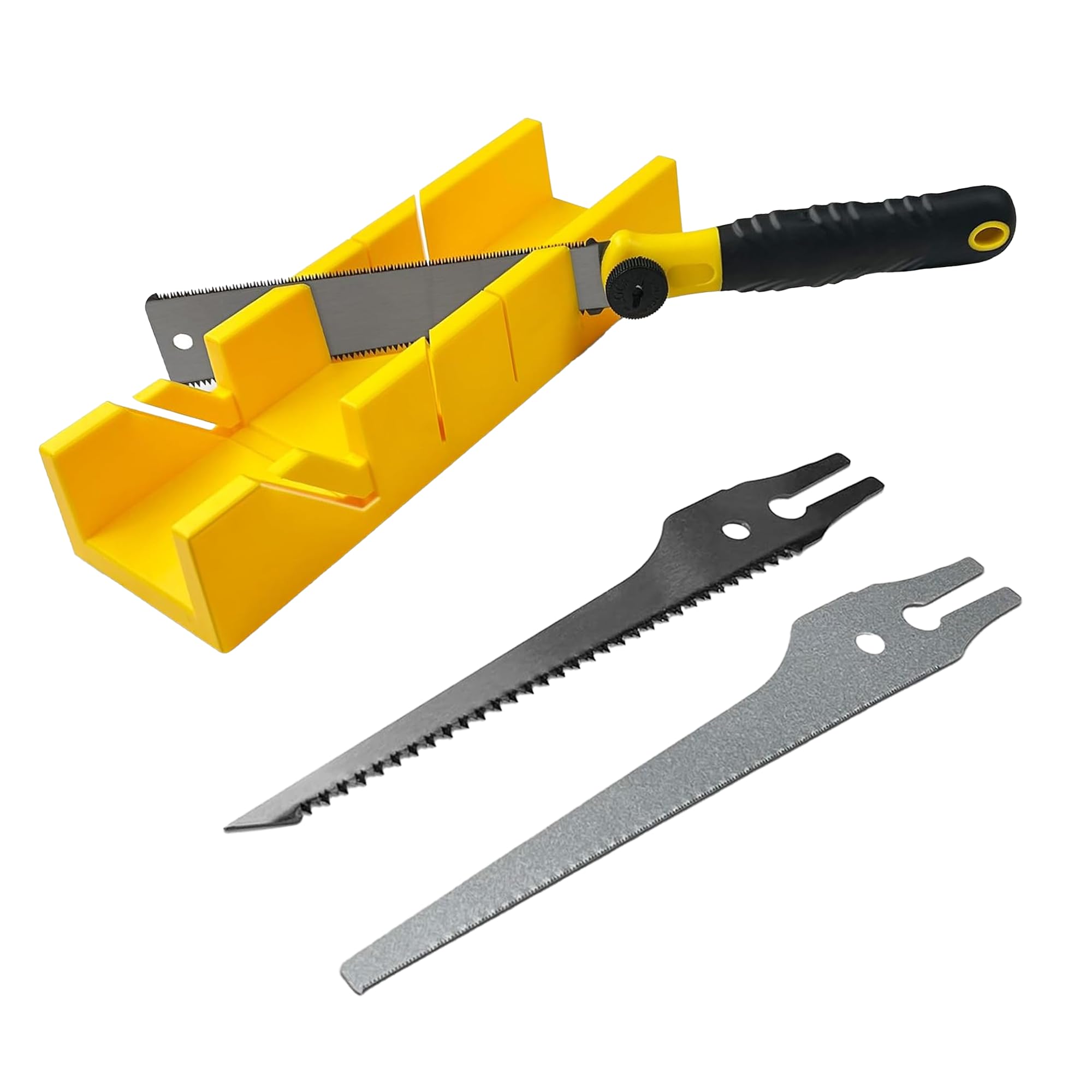 YOZAIUUI 4-in-1 Miter Box and Saw Set: Mitre Box and Saw with 3 Japanese Pull Saws Precise 45° & 90° & 135° Angles Ergonomic TPR Handle for DIY Woodworking Home Renovation