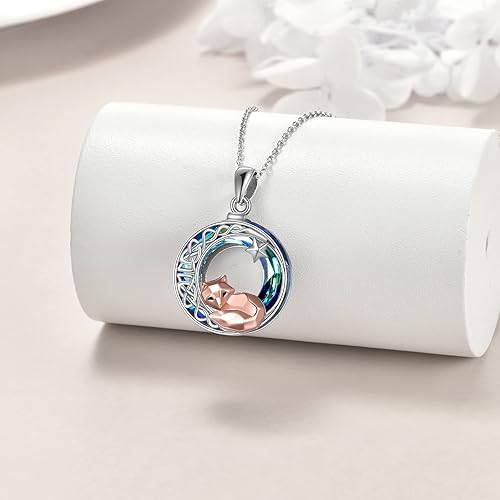 Miniatura 3 de Collar de plata de ley con zorrorana para mujer collar de zorro origamiluna de rana regalo para mujeres y mamá