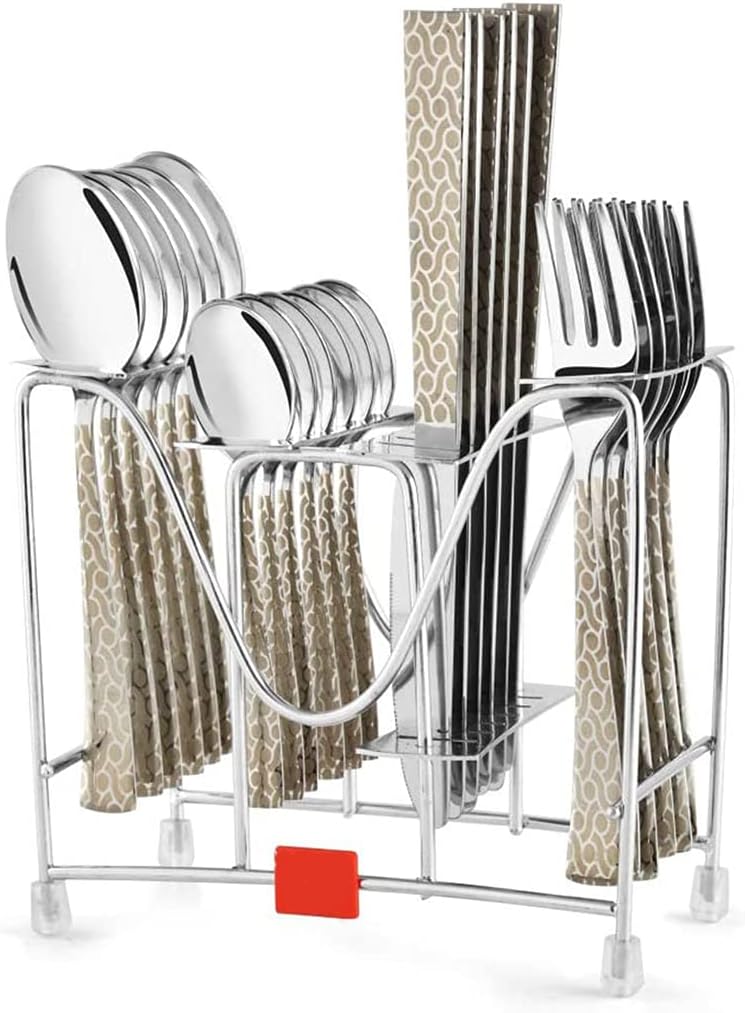 - Montavo by FNS Pacific Cutlery Set 24 pcs with Hanging Stand (6 Dinner Spoon, 6 Dinner Fork, 6 Teaspoon, 6 Dinner Knives & 1 Cutlery Stand)