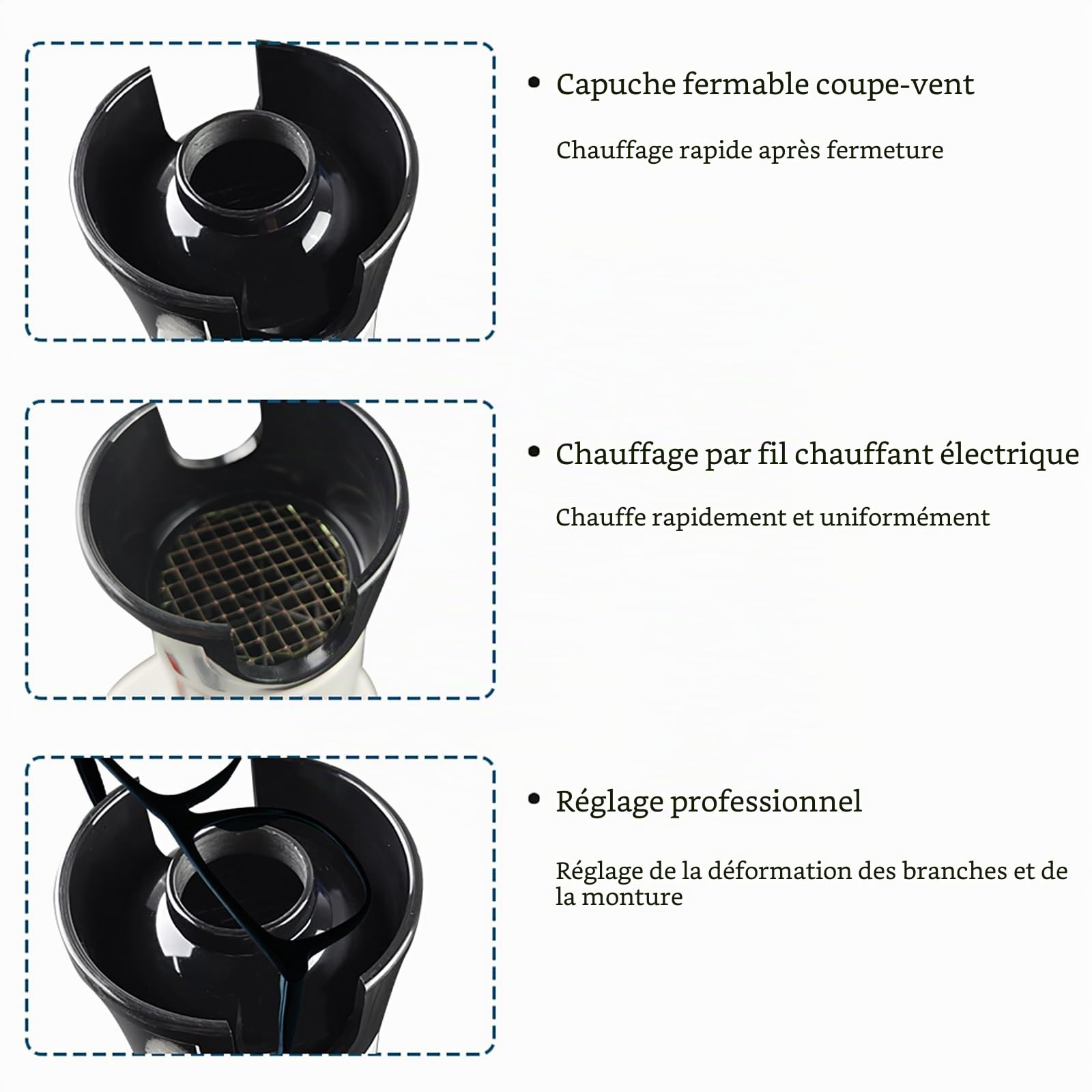 Monture de lunettes réchauffeur de monture température réglable céramique lunettes chauffantes soufflage rapide