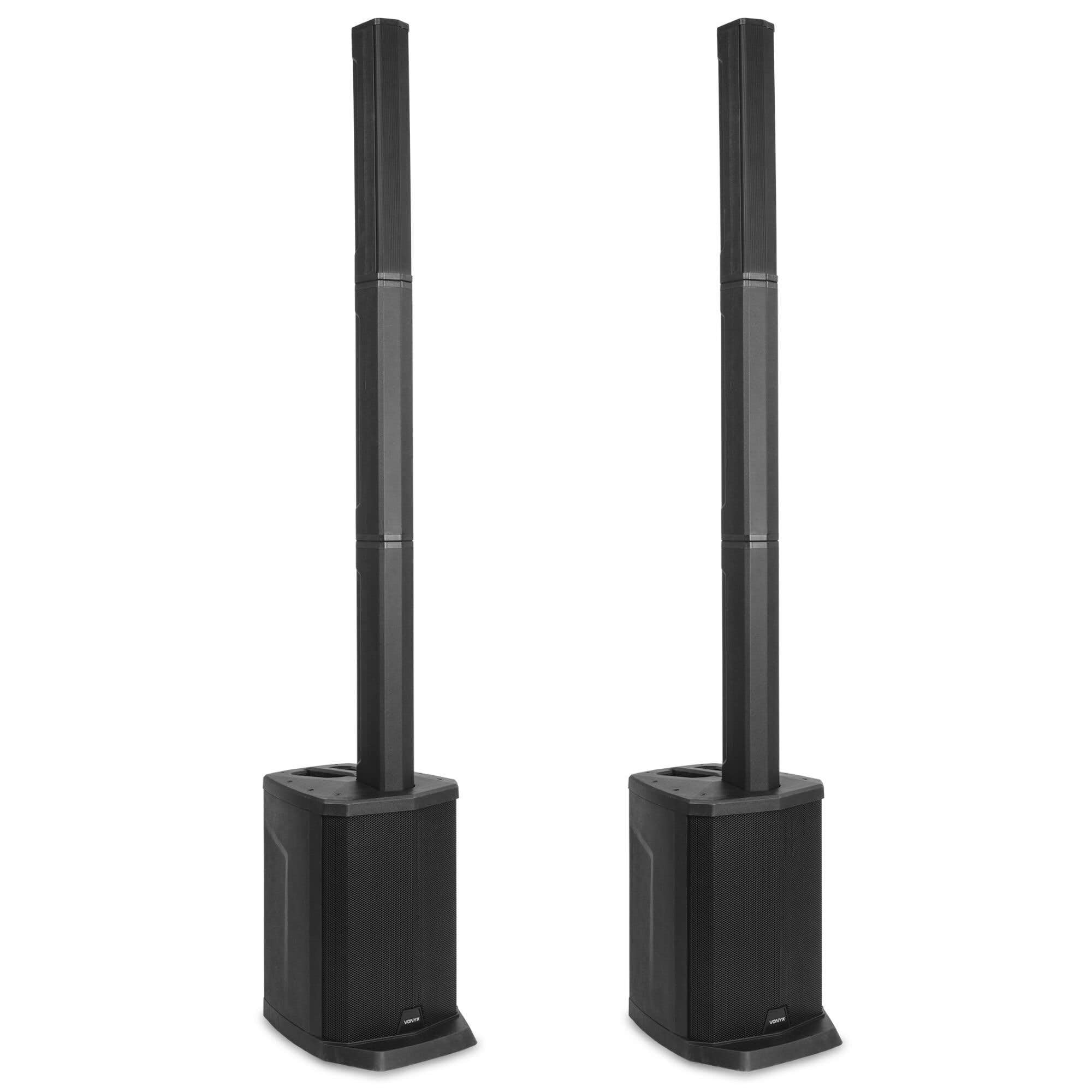Vonyx VX808 Column Speaker System - 2er Set - PA Anlage Aktiv, 640 Watt Line Array Säulenlautsprecher, 8 Zoll Subwoofer Aktiv, Stereo Pairing, Bluetooth 5.0, DJ Anlage Komplett Set, PA Lautsprecher
